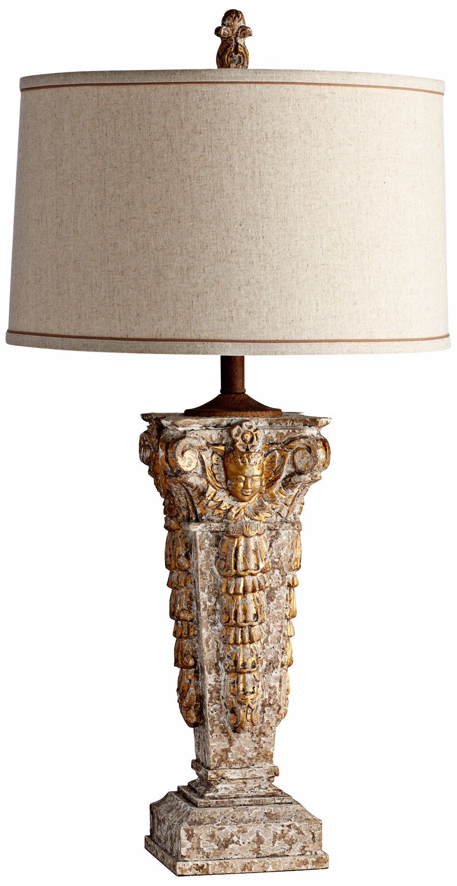 Uma Head Scrolling Wood Table Lamp