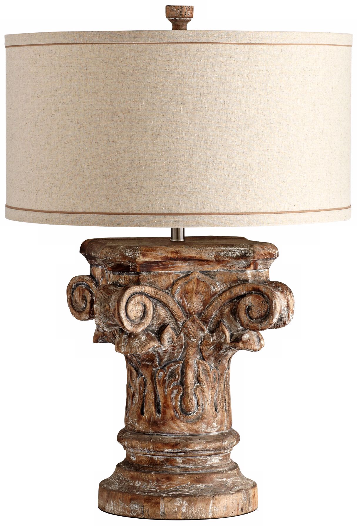 Syna Scroll and Leaf Wood Table Lamp