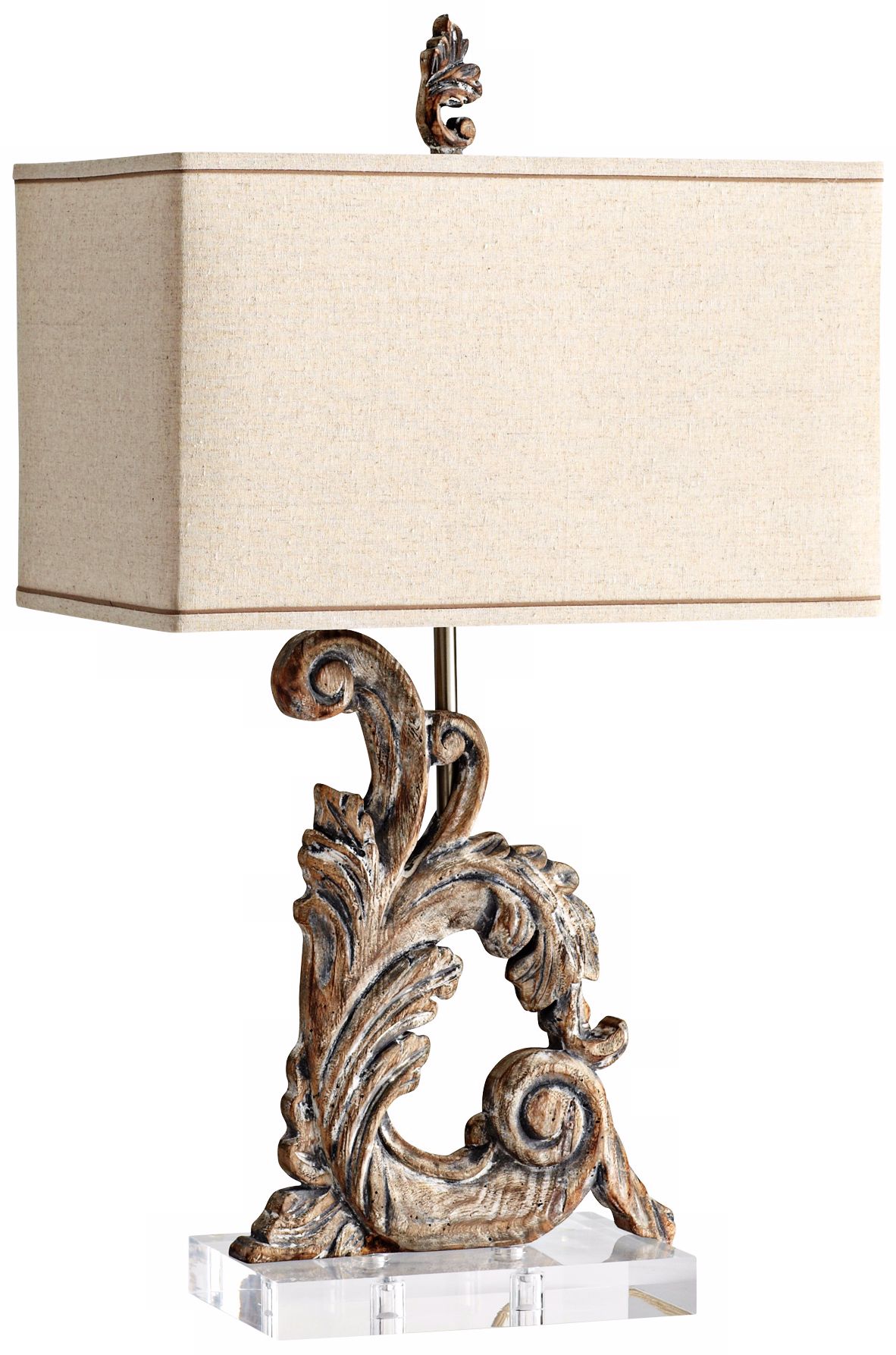 Posy Curved Scroll Wood Table Lamp
