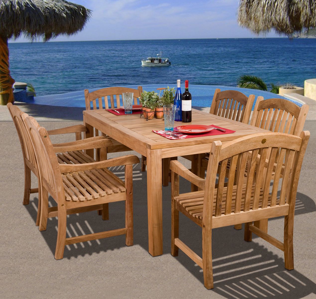 Oslo Collection 7-Piece Teak Wood Dining Set