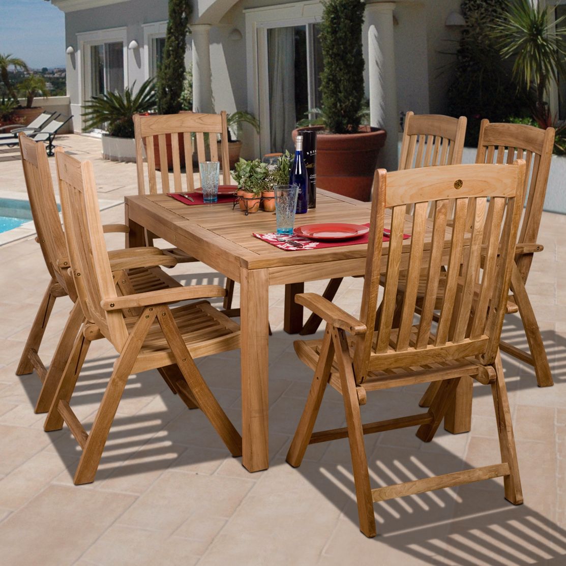 Amazonia 7-Piece Teak Bucarest Outdoor Dining Set