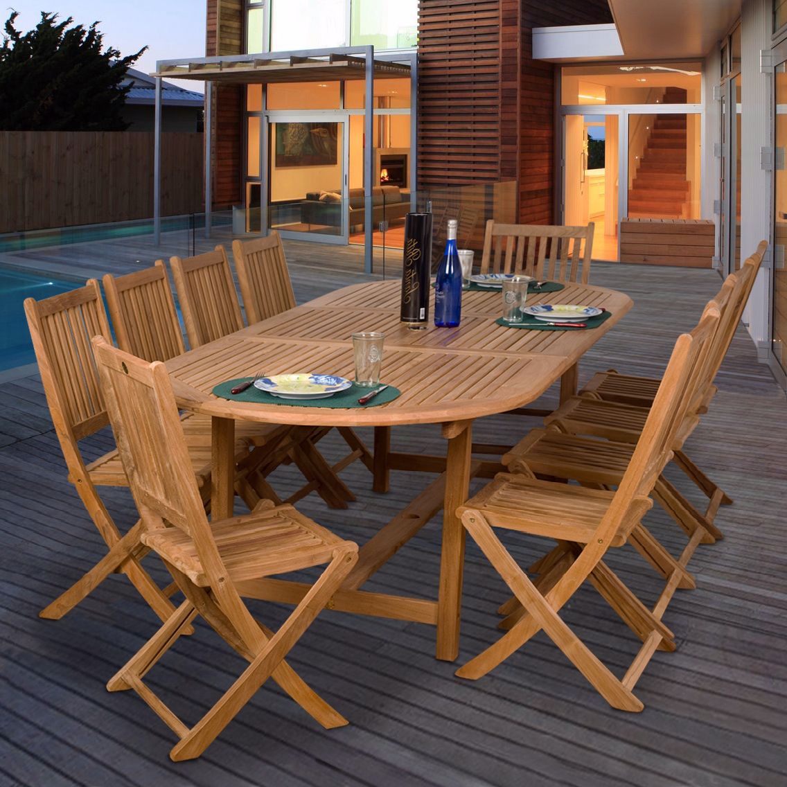 Amazonia 11- Piece Teak Bergen Outdoor Dining Set