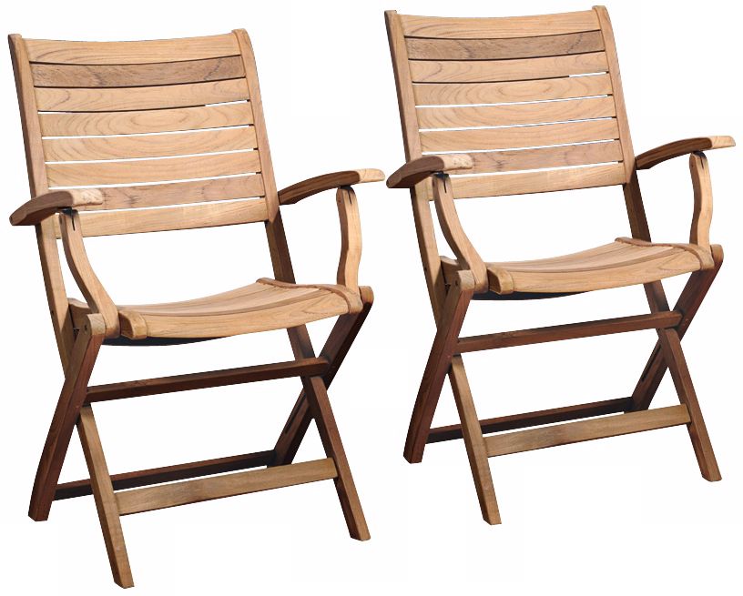 Set of 2 Amazonia Teak Dublin Outdoor Folding Armchairs