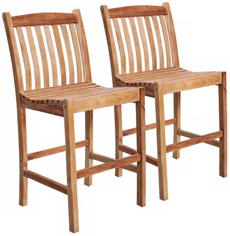Amazonia 2-Piece Teak Eden Outdoor Barstools