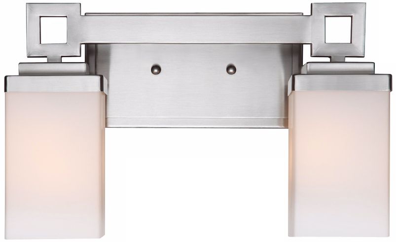 Nelio 12 1/2" Wide 2-Light Pewter Opal Glass Bath Light