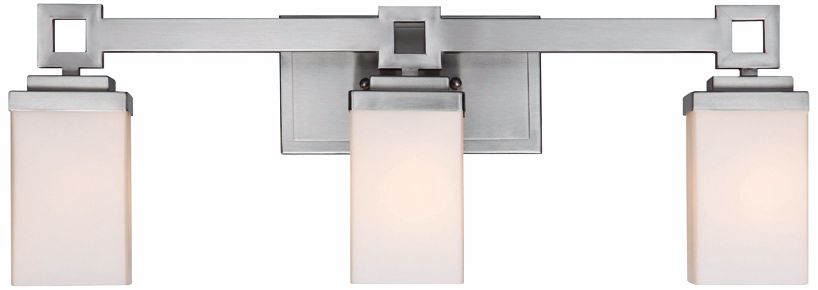 Nelio 23 1/4" Wide 3-Light Pewter Opal Glass Bath Light
