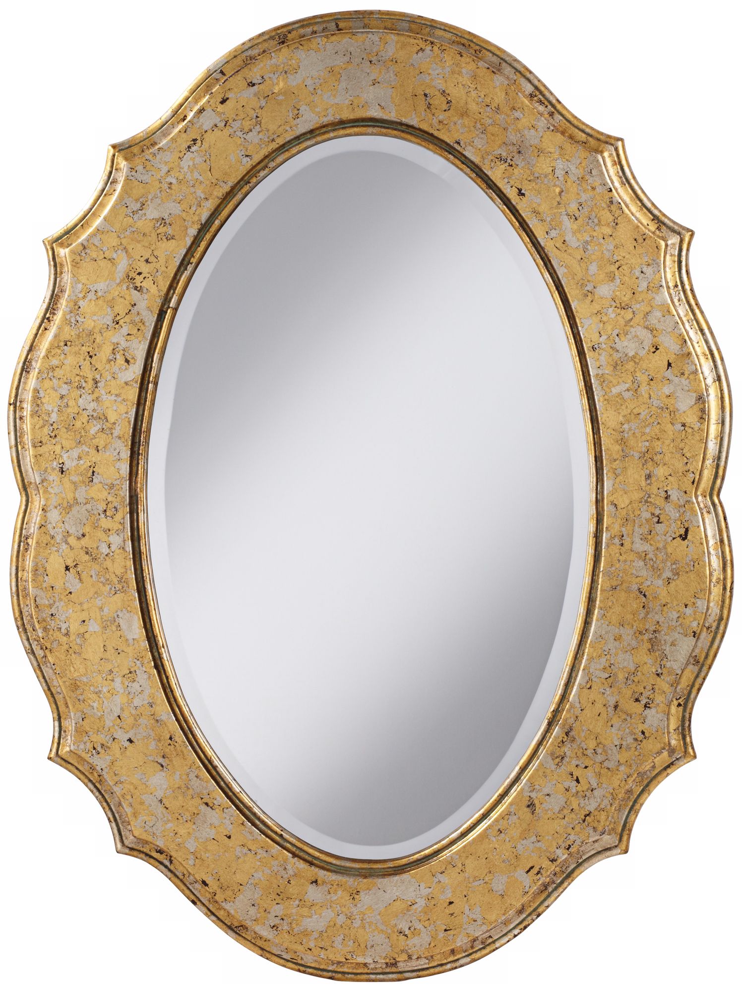 Paloma Oval 31 1/2" High Marbled Silver and Gold Wall Mirror