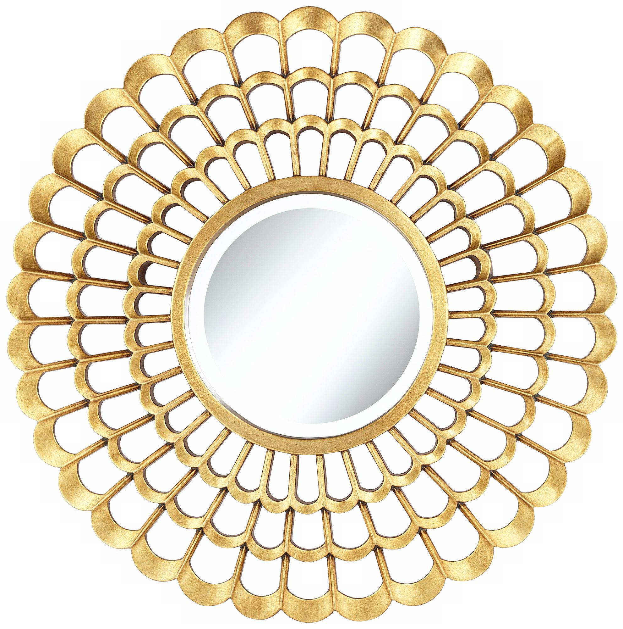 Chrysanthemum 30" Round Gold Mirror
