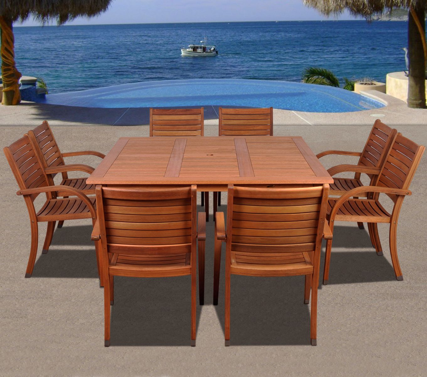 Amazonia 9-Piece Arizona Eucalyptus Square Dining Set