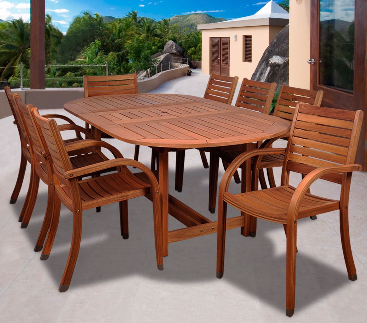 Amazonia 9-Piece Arizona Eucalyptus Oval Dining Set