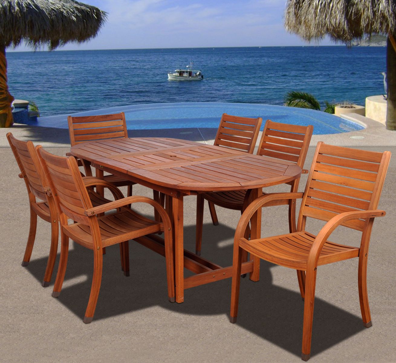 Amazonia 7-Piece Arizona Eucalyptus Oval Dining Set
