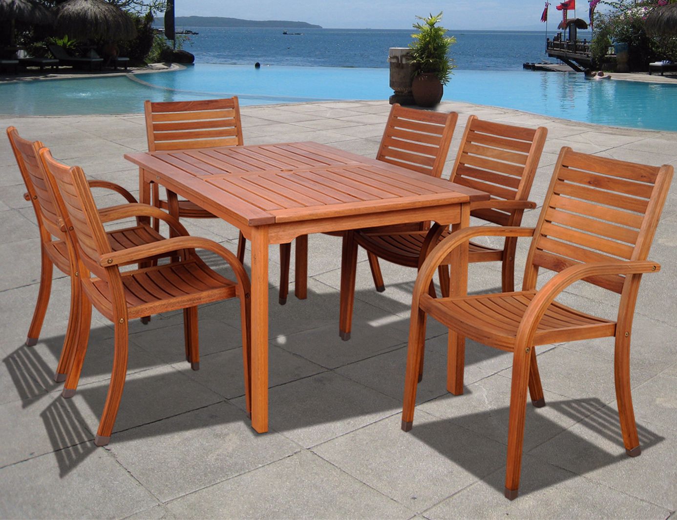 Amazonia 7-Piece Arizona Eucalyptus Rectangular Dining Set