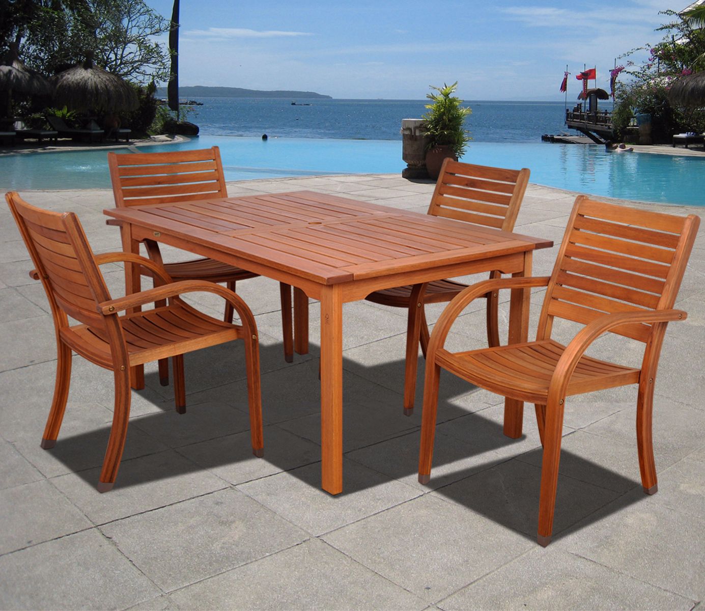 Amazonia 5-Piece Arizona Eucalyptus Rectangular Dining Set