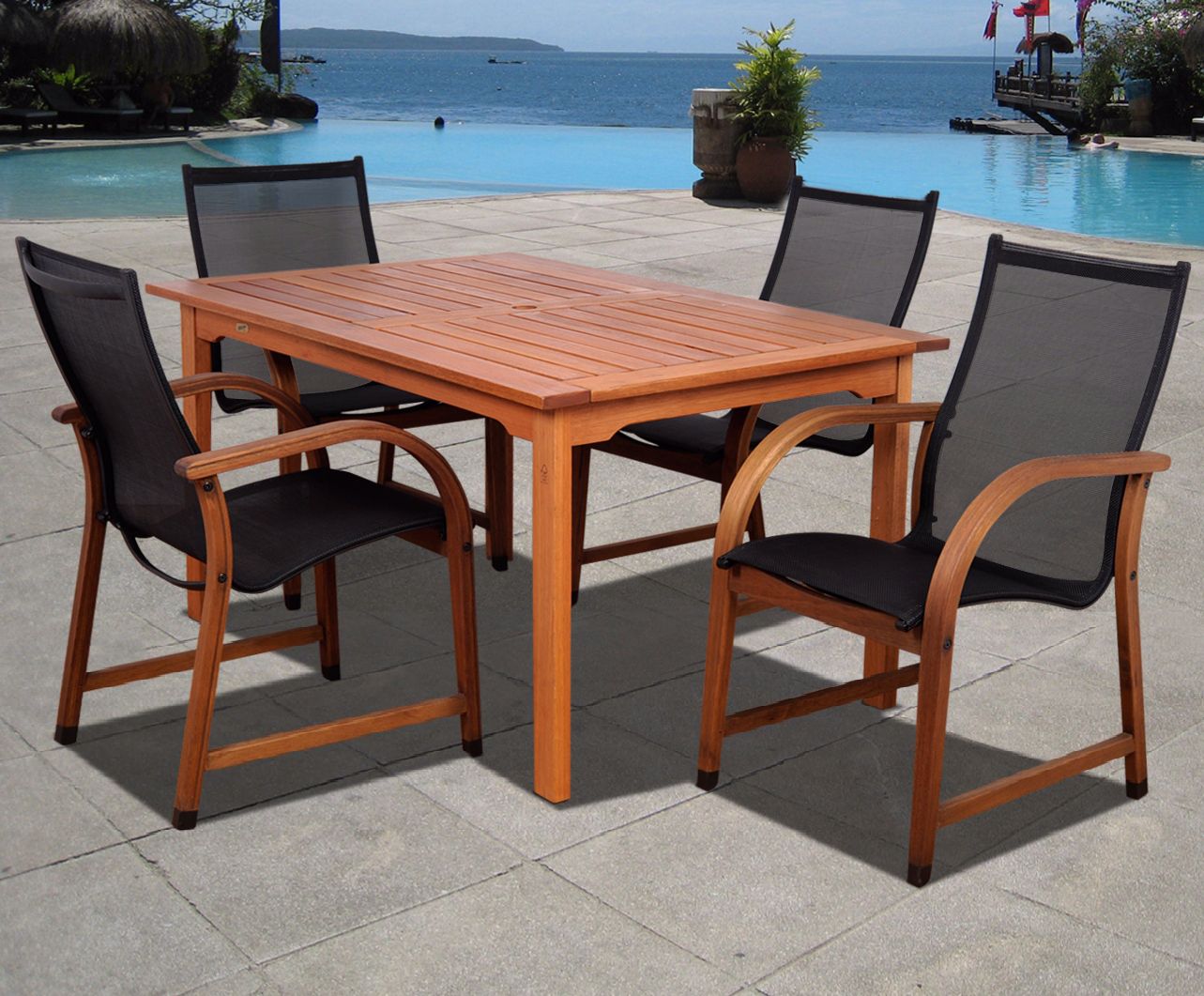 Amazonia 5-Piece Bahamas Eucalyptus Rectangular Dining Set