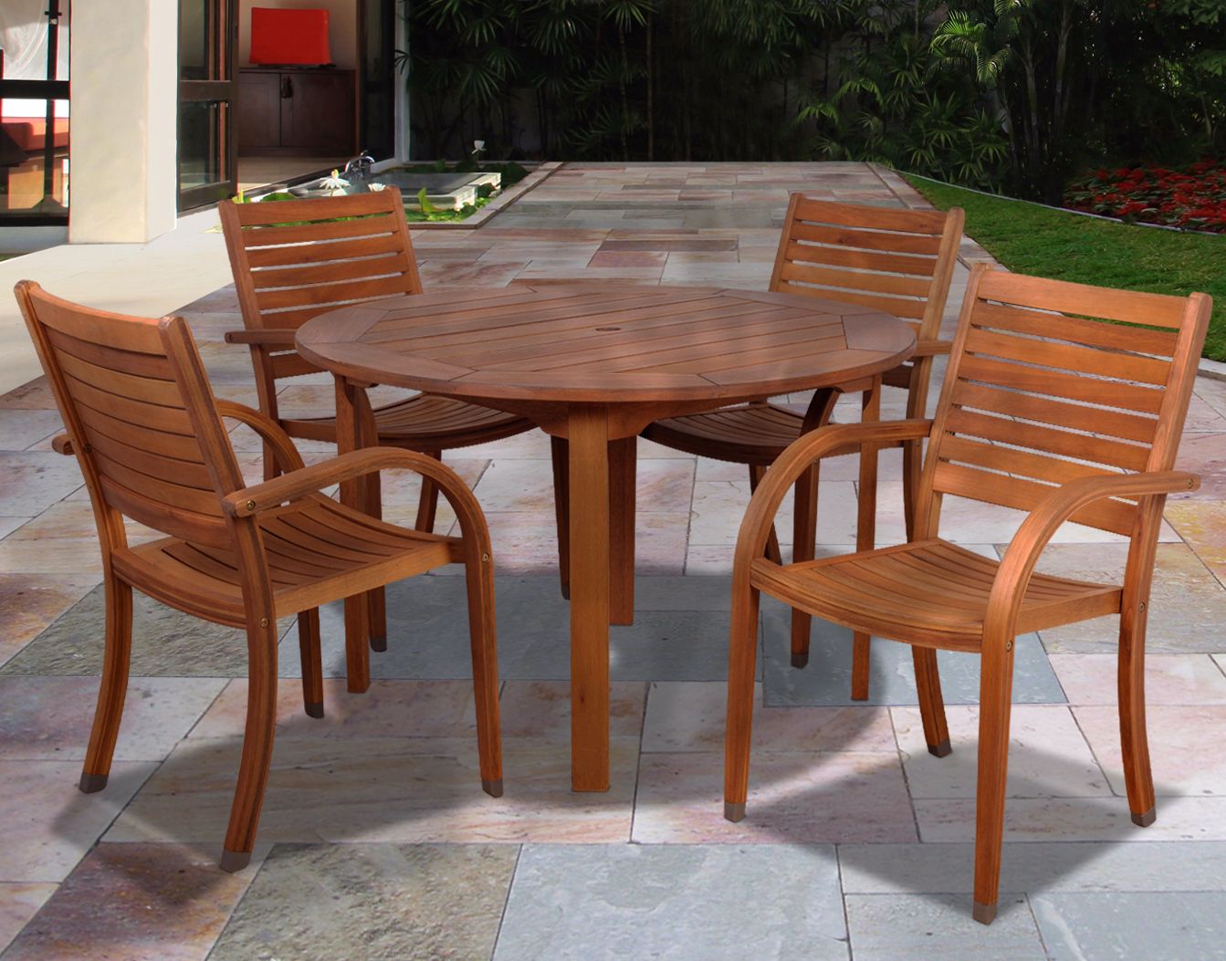 Amazonia 5-Piece Arizona Eucalyptus Round Dining Set
