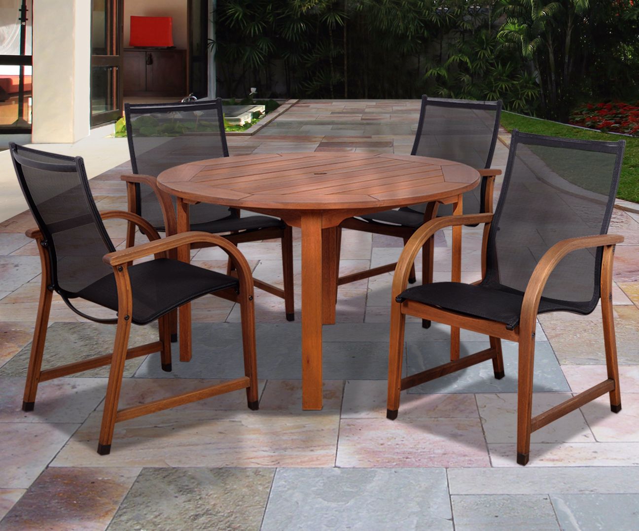 Amazonia 5-Piece Bahamas Eucalyptus Round Dining Set
