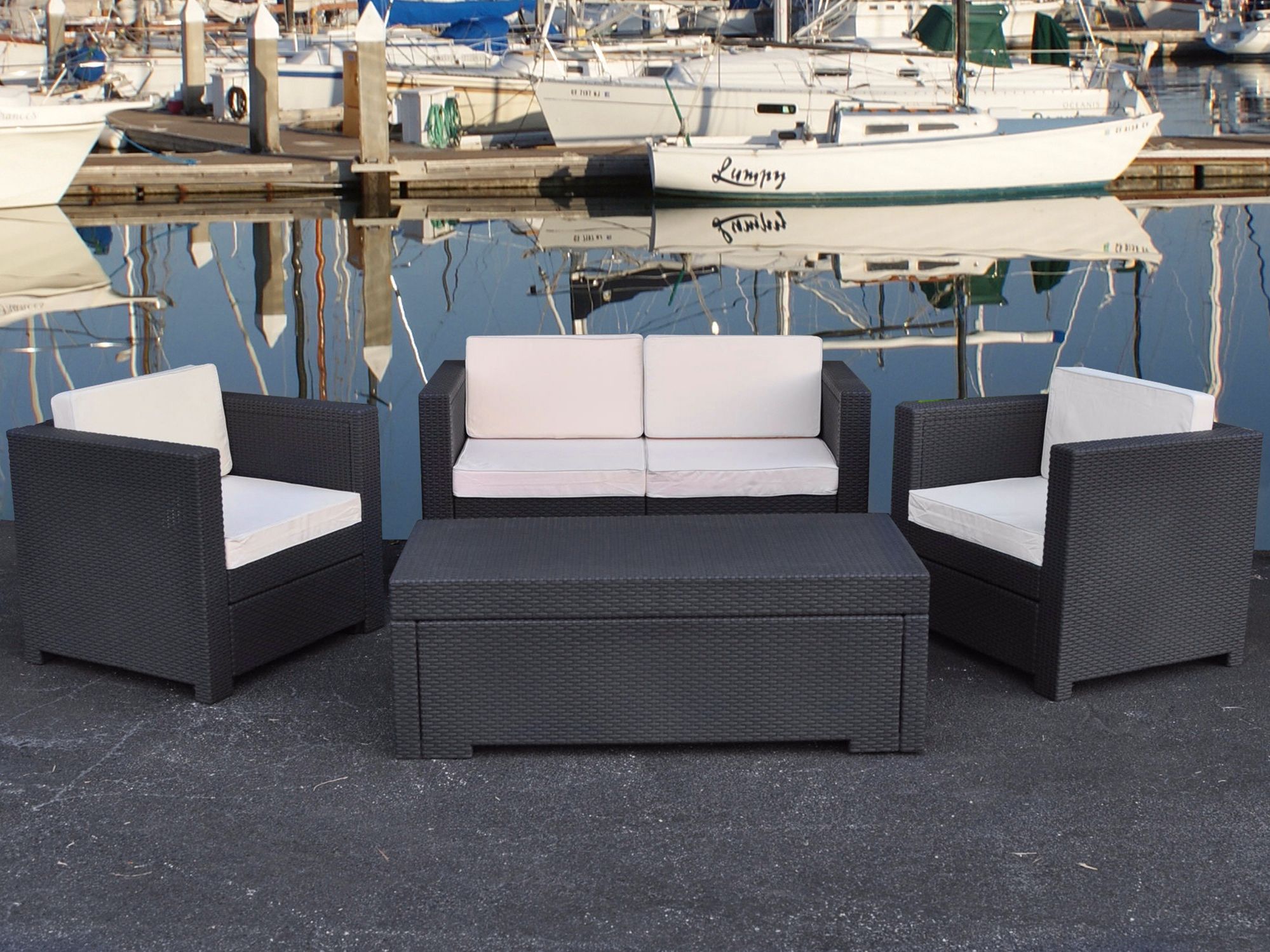 Atlantic Rimini Grey PVC Wicker Outdoor Living Set