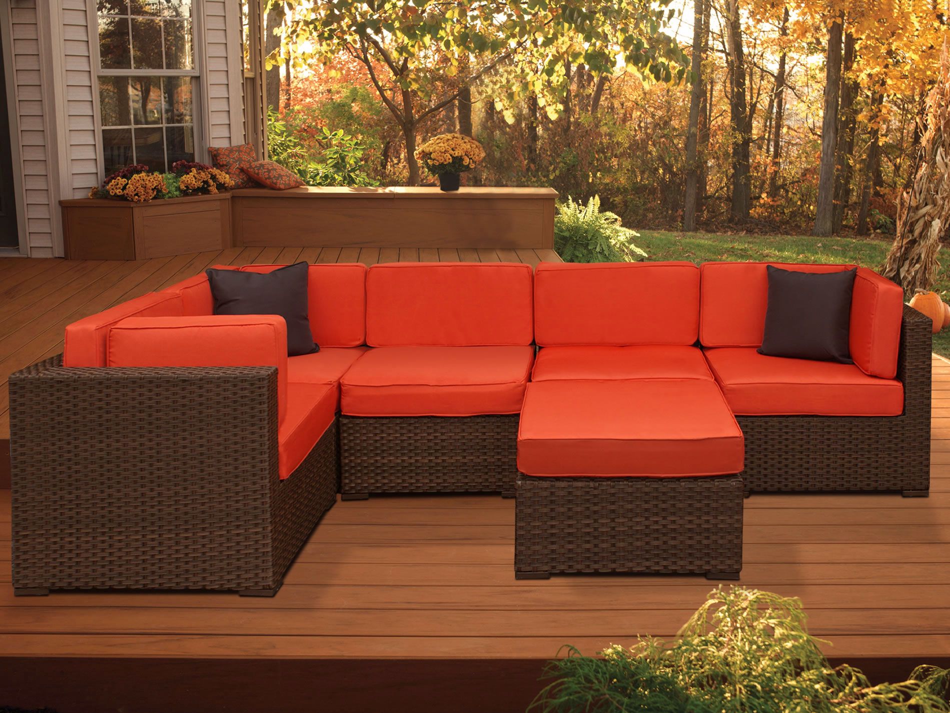 Atlantic Positano 6-Piece Orange Outdoor Sectional