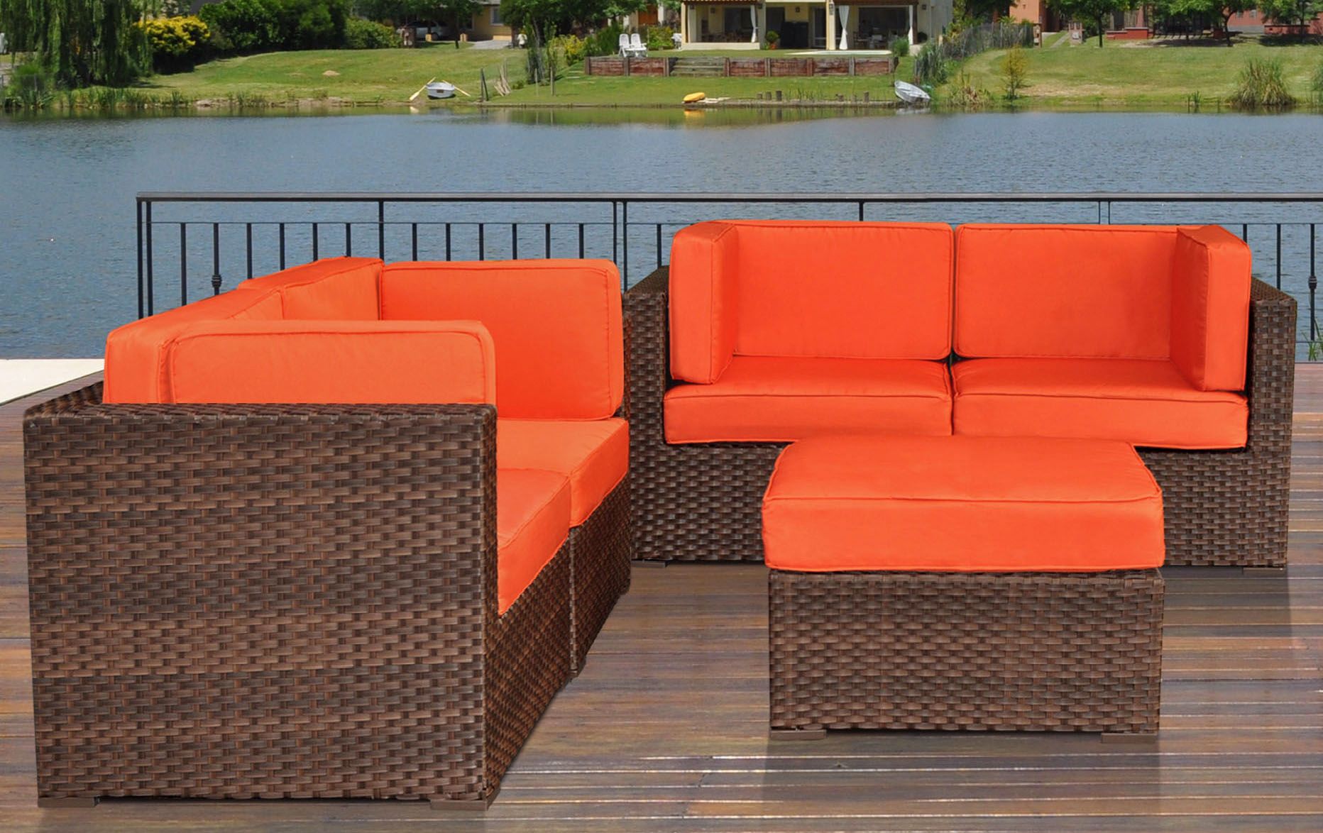 Atlantic Nice Conversation Orange Outdoor Seating Set