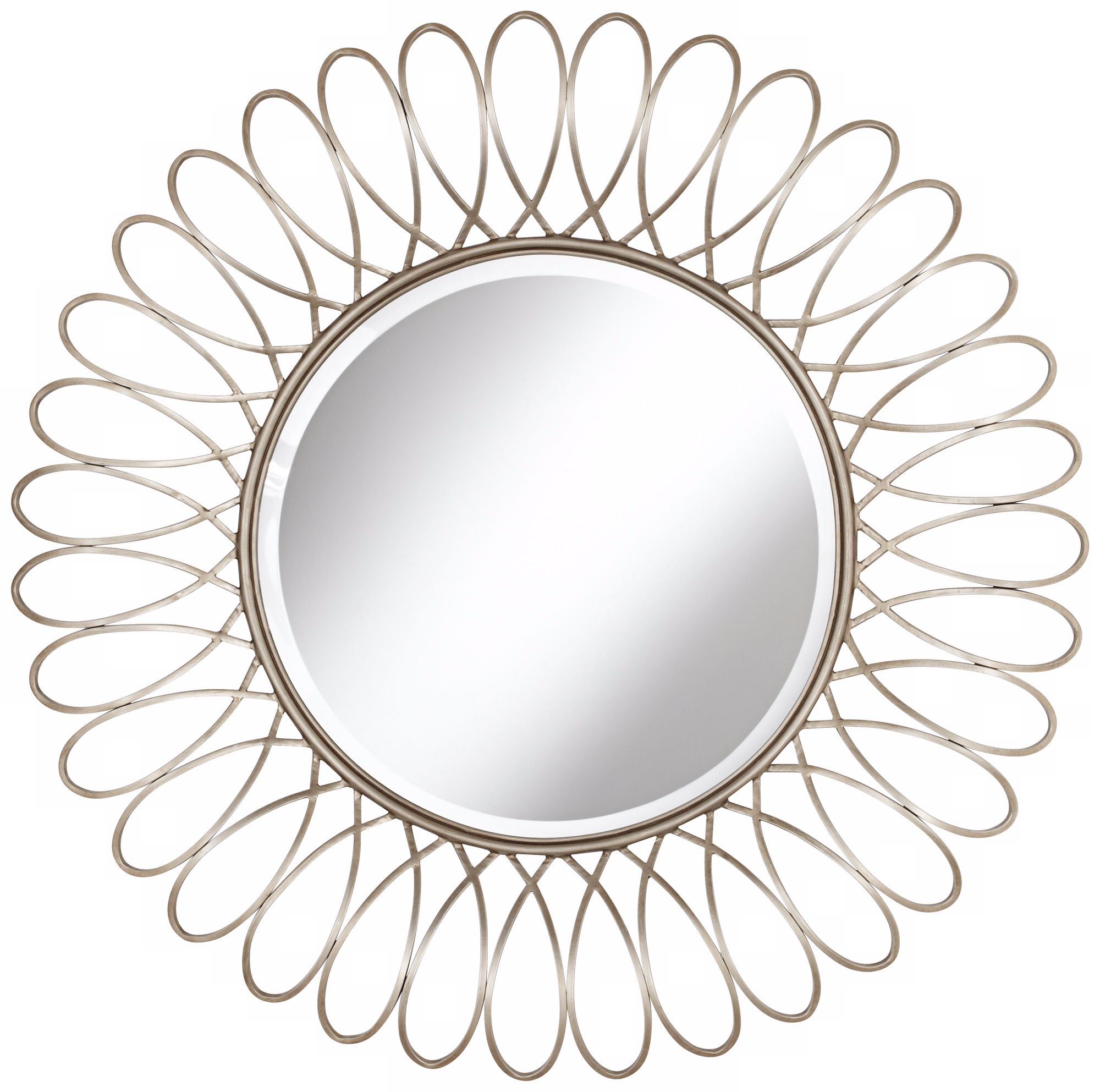 Metal Silver Petal 37 1/2” High Round Wall Mirror