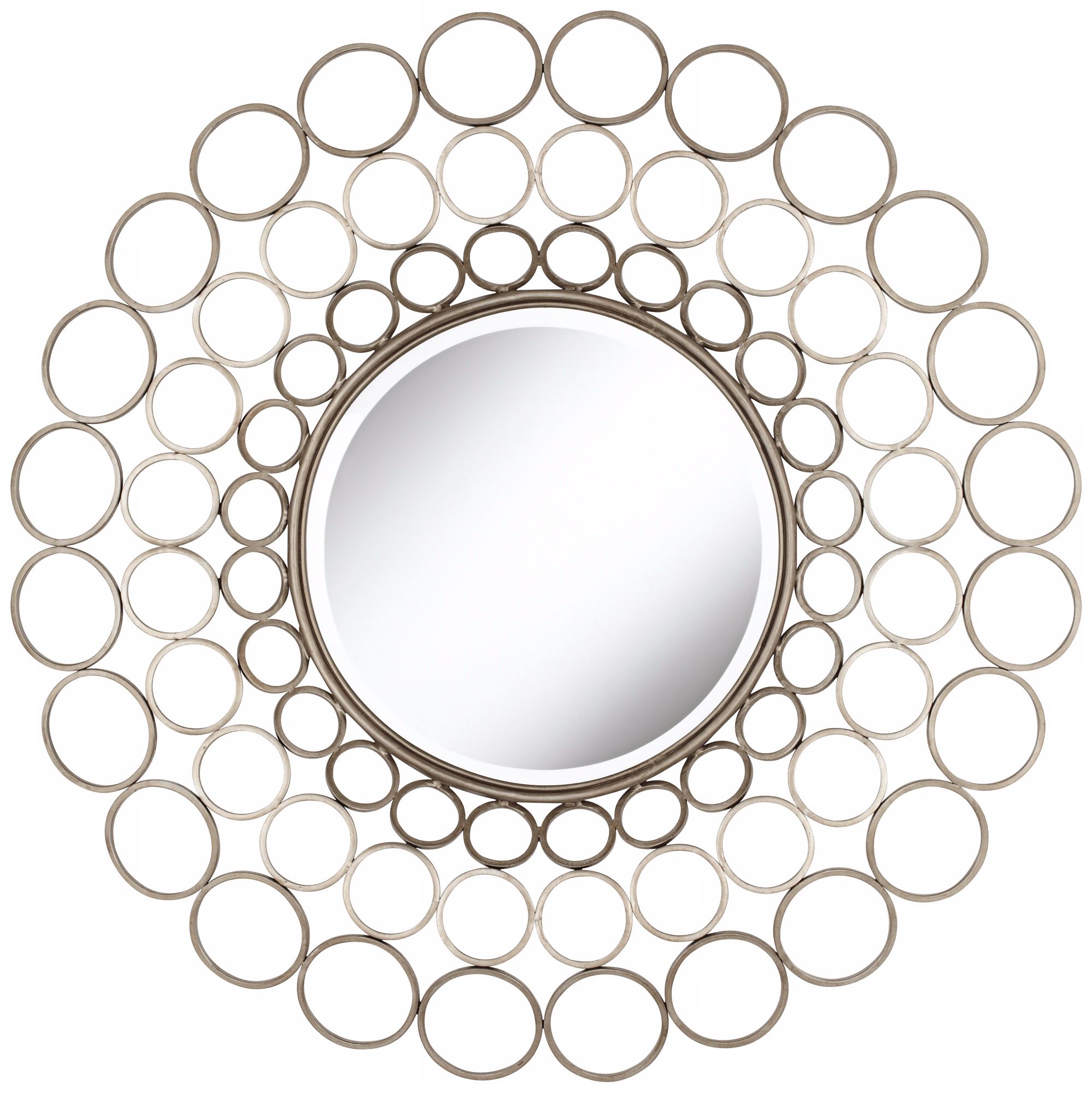 Metal Silver Circle 38 1/2” High Round Wall Mirror