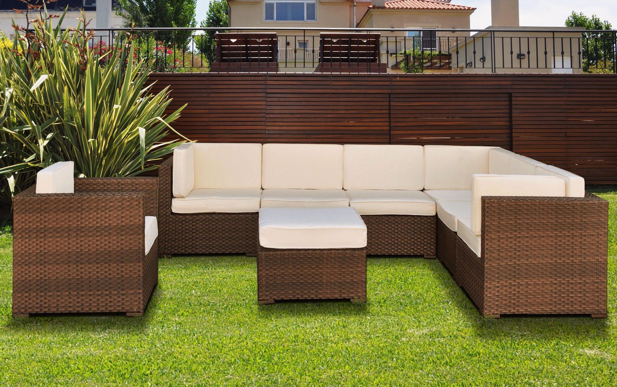 Atlantic Marseille 8-Piece Off-White Outdoor Sectional