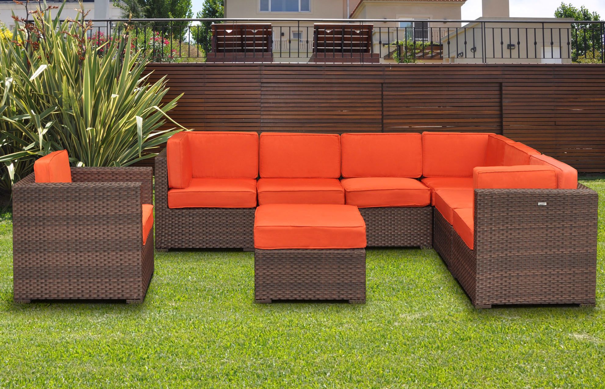 Atlantic Marseille 8-Piece Orange Outdoor Sectional