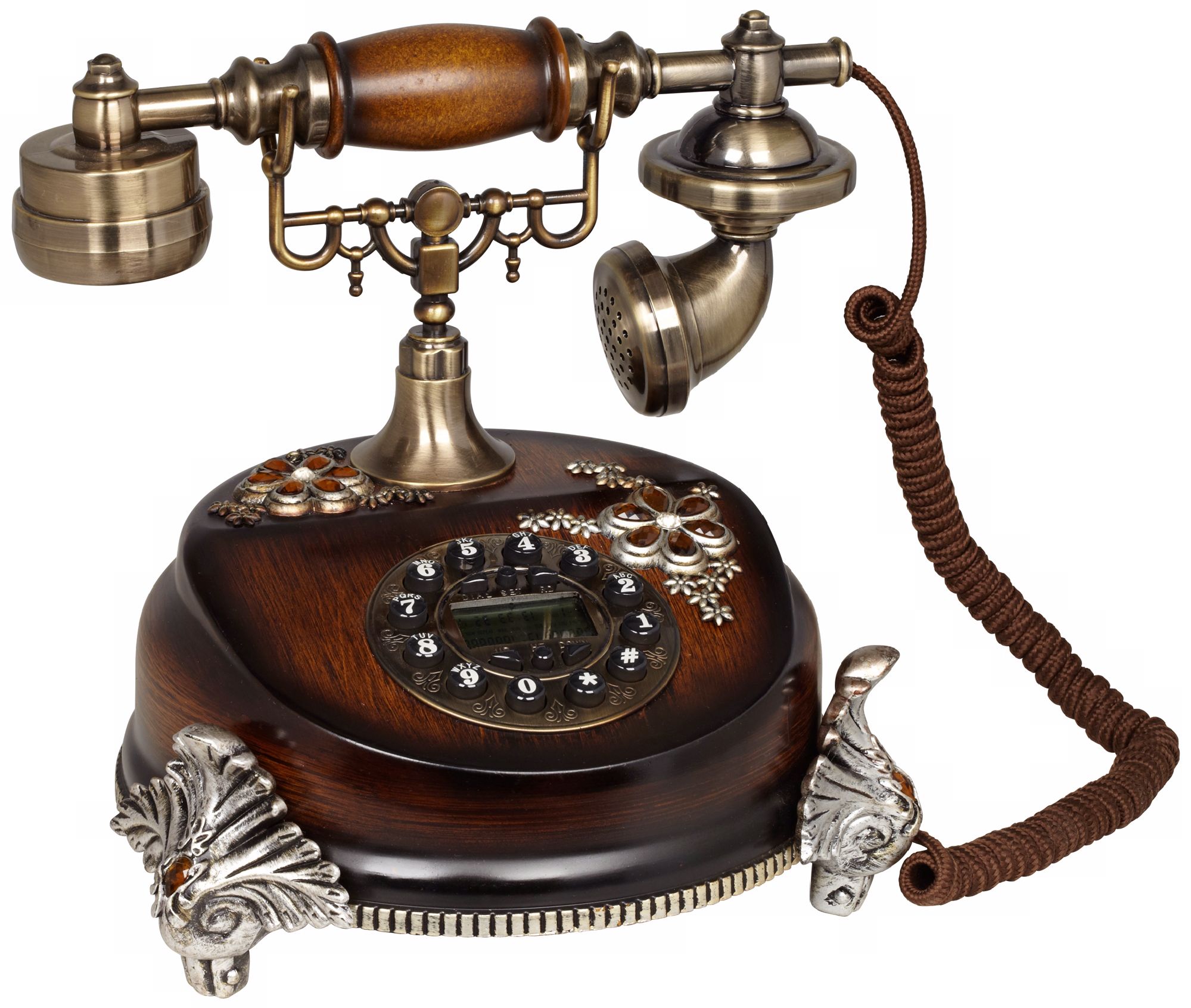 Antique Style Brushed Nickel Cradle Telephone
