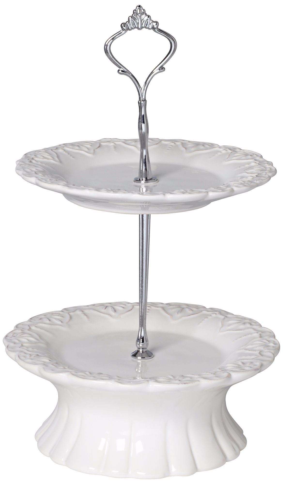 White Floral 2-Tier Cookie Stand