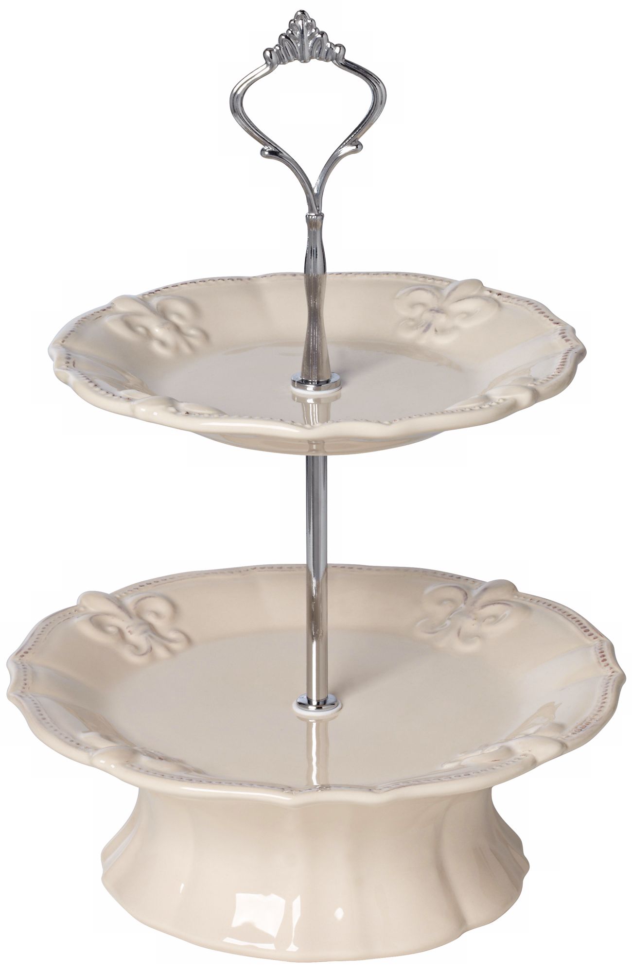 Ivory Fleur-de-Lis 2-Tier Cookie Stand
