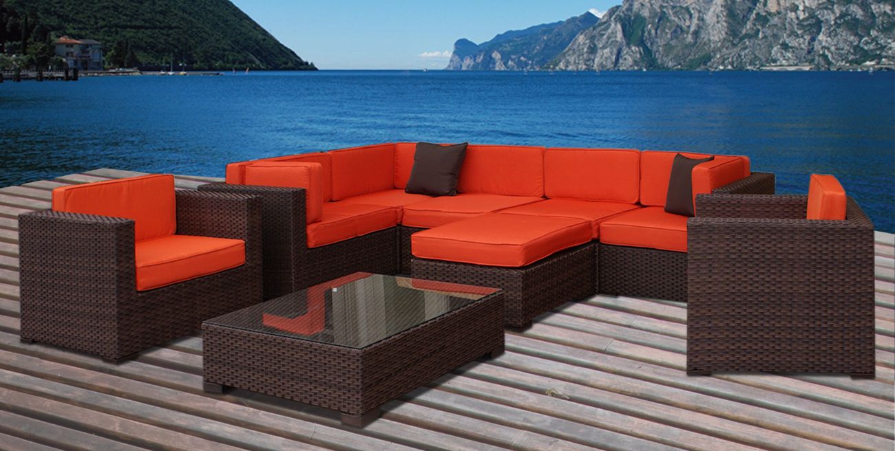 Atlantic Southampton 9-Piece Orange Outdoor Sectional