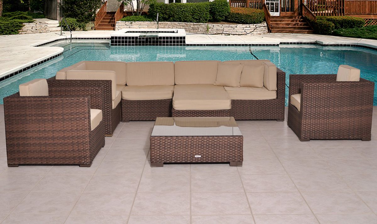 Atlantic Southampton 9-Piece Antique Beige Outdoor Sectional
