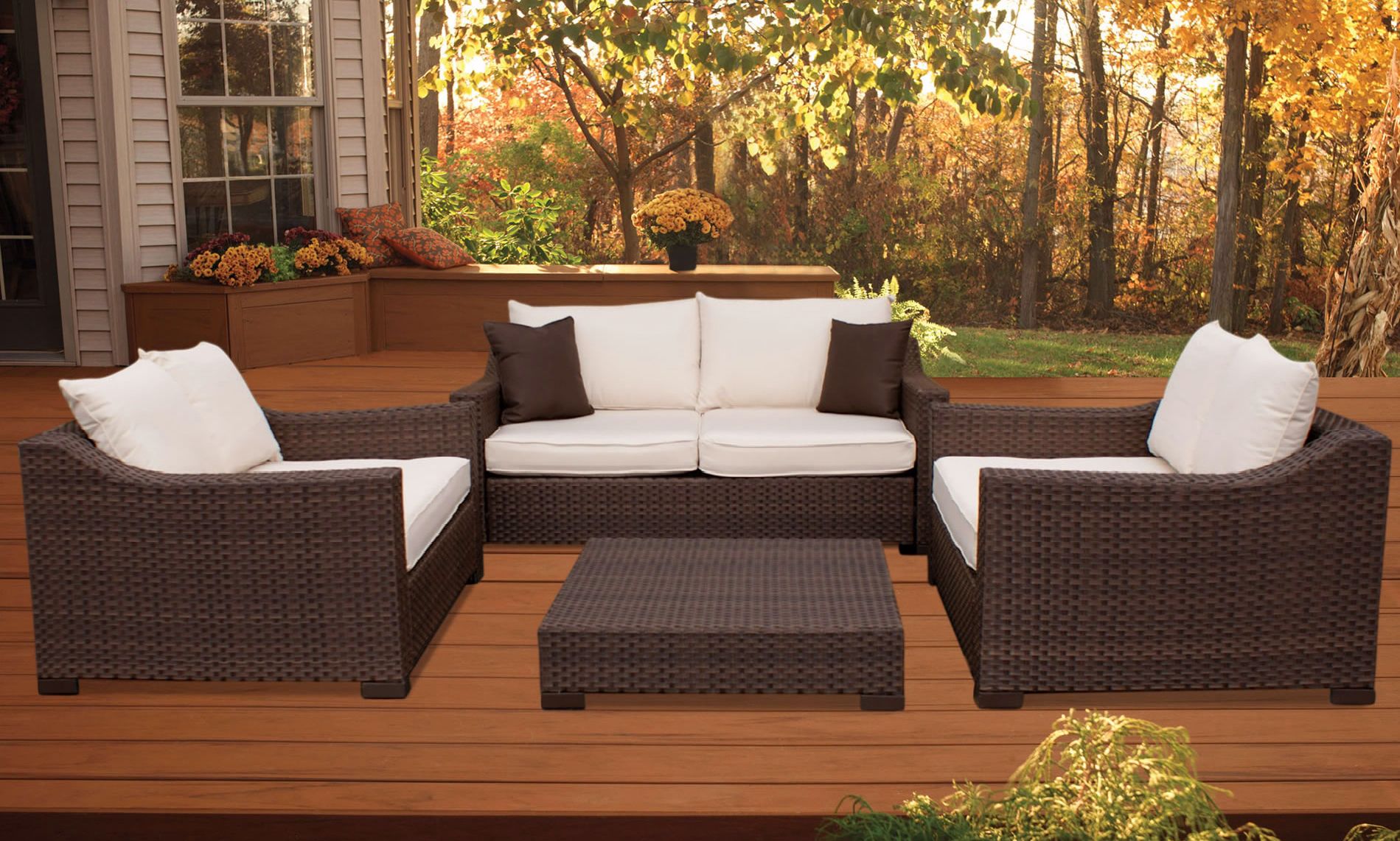 Atlantic Oxford Deep 4-Piece Off-White Outdoor Seating Set