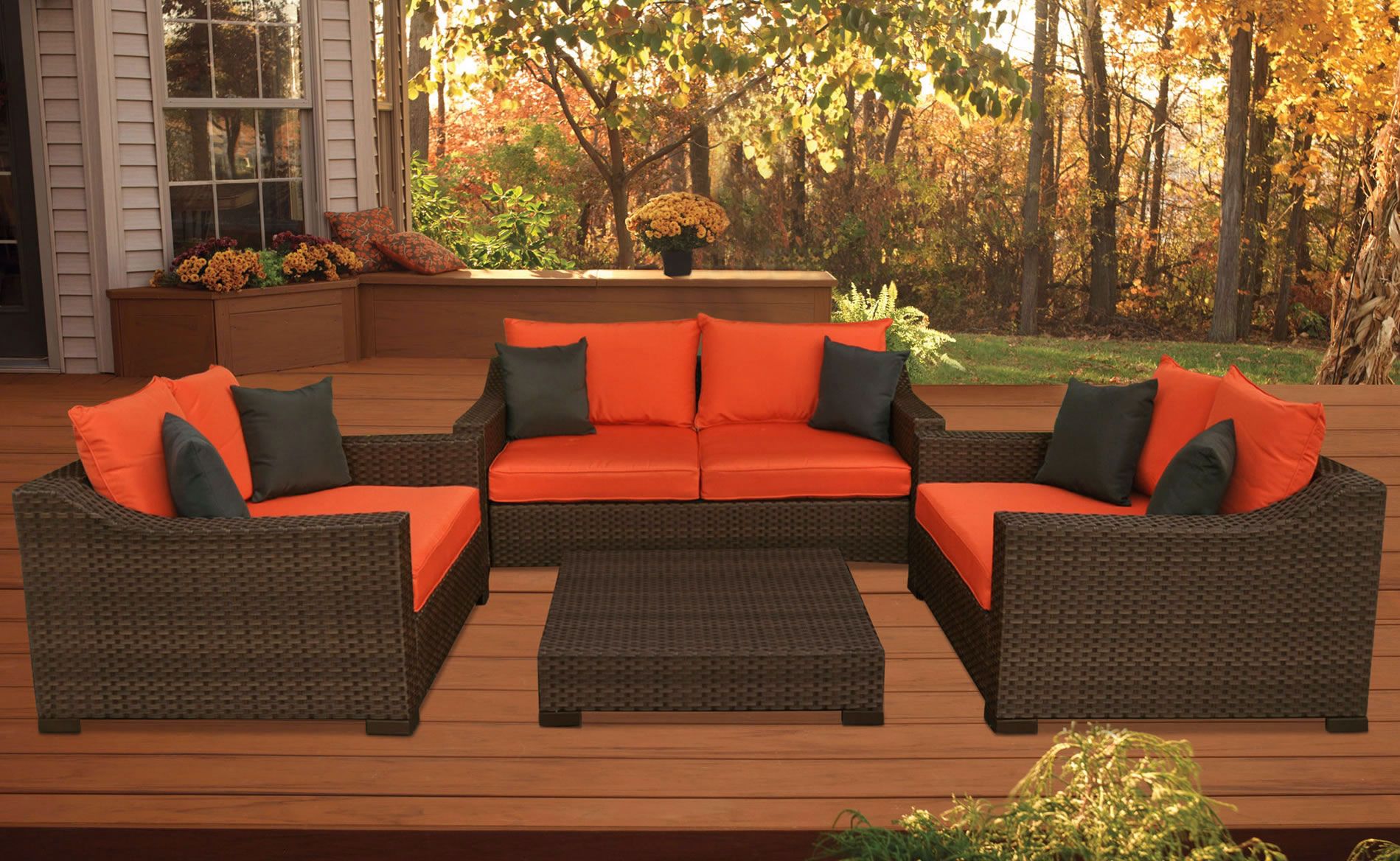 Atlantic Oxford Deep 4-Piece Orange Outdoor Seating Set