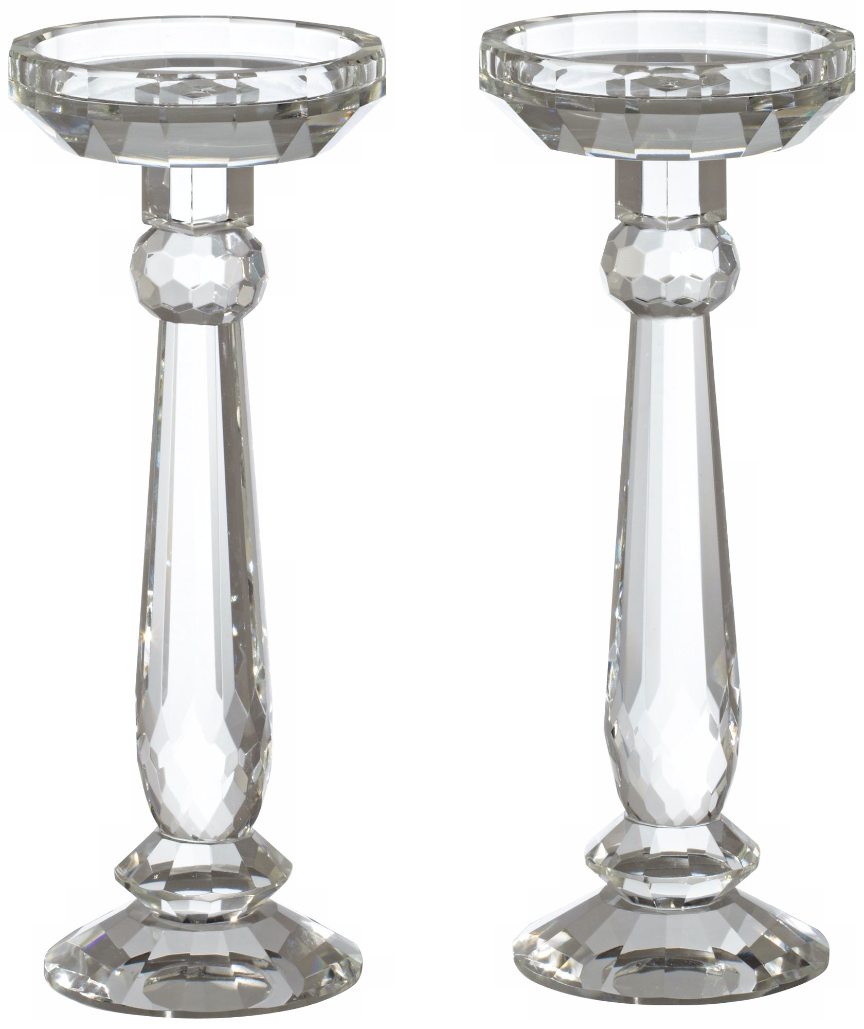 Set of 2 Facets Crystal Candle Holders