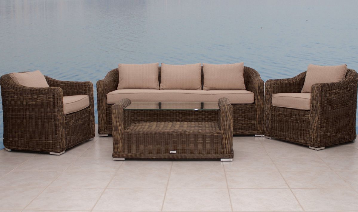 Atlantic Palma Gray and Beige Outdoor Conversation Set