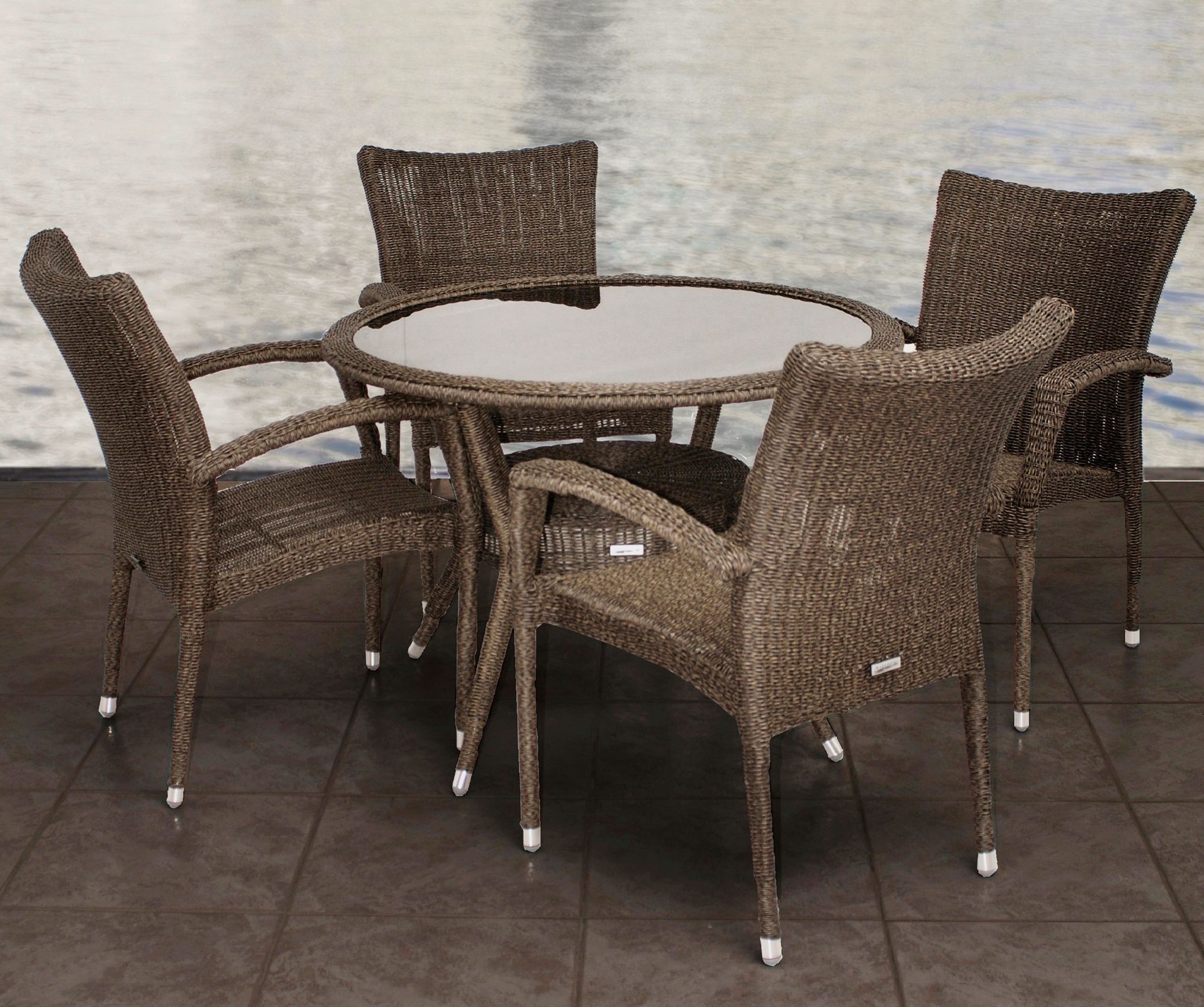 Atlantic Bari 5-Piece Gray and Beige Outdoor Dining Set