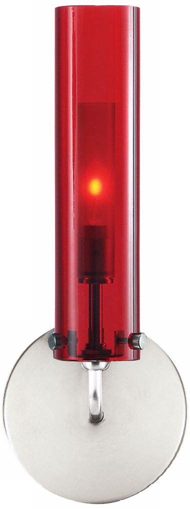 LBL Top Wall II Nickel Red Glass 12" High Wall Sconce