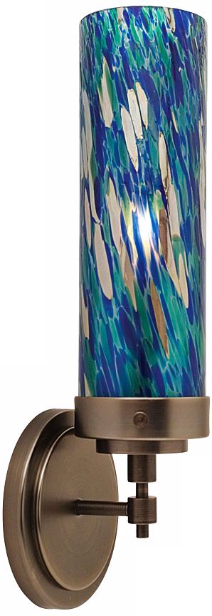 LBL Max Bronze 10 3/4" High Blue-Green Glass Wall Sconce