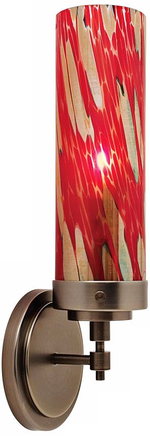 LBL Max Bronze 10 3/4" High Red Glass Wall Sconce