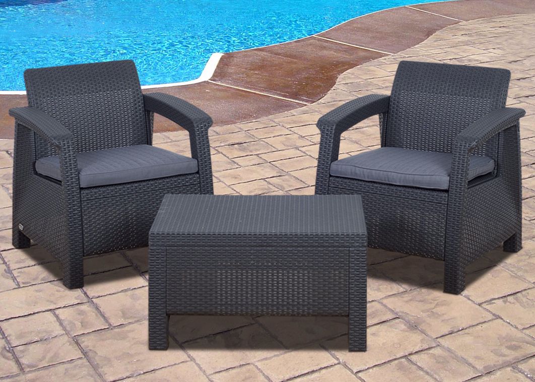 Atlantic Corfu 3-Piece Gray Outdoor Conversation Set