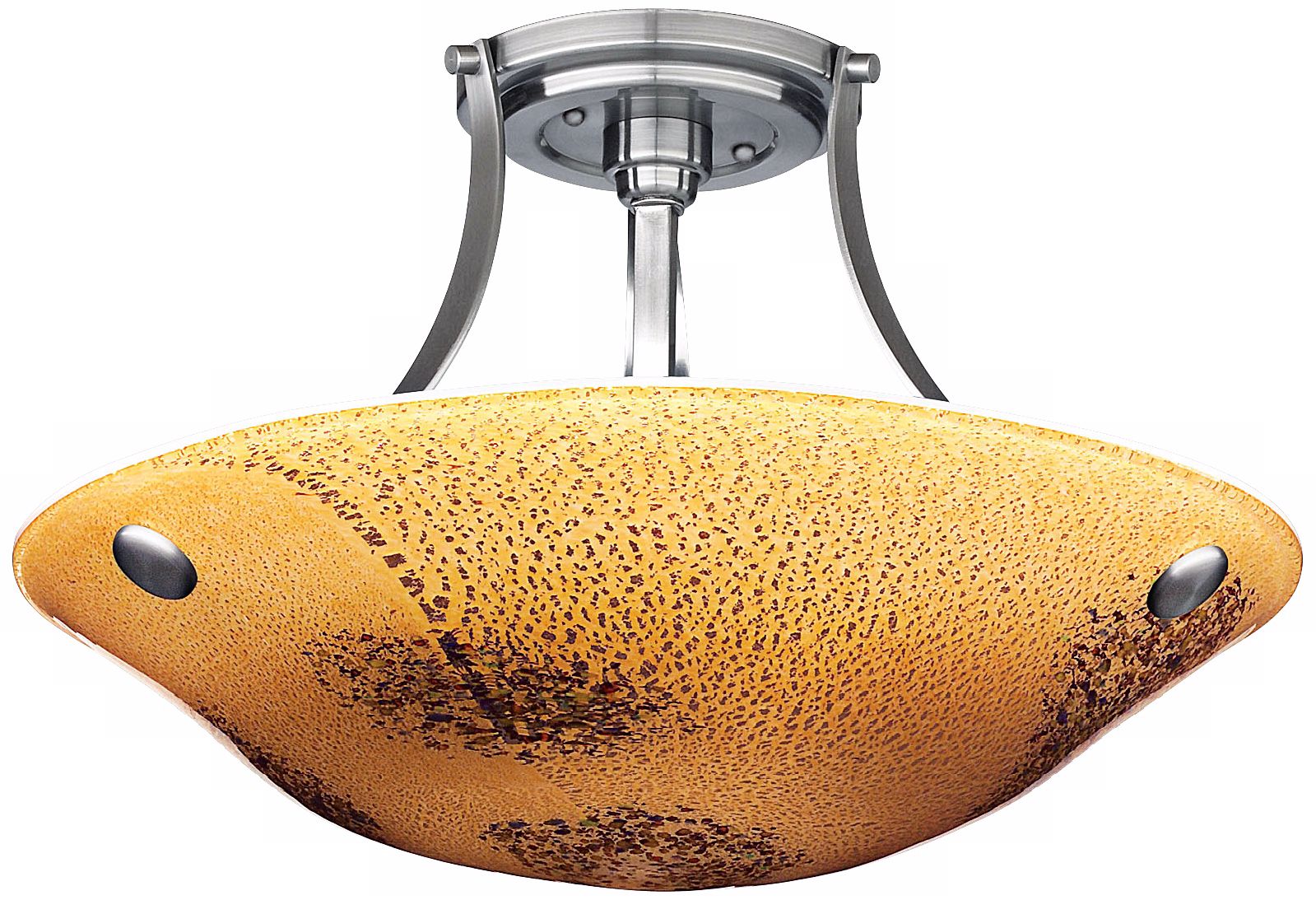 LBL Veneto Nickel Amber Glass 16 1/2" Wide Ceiling Light
