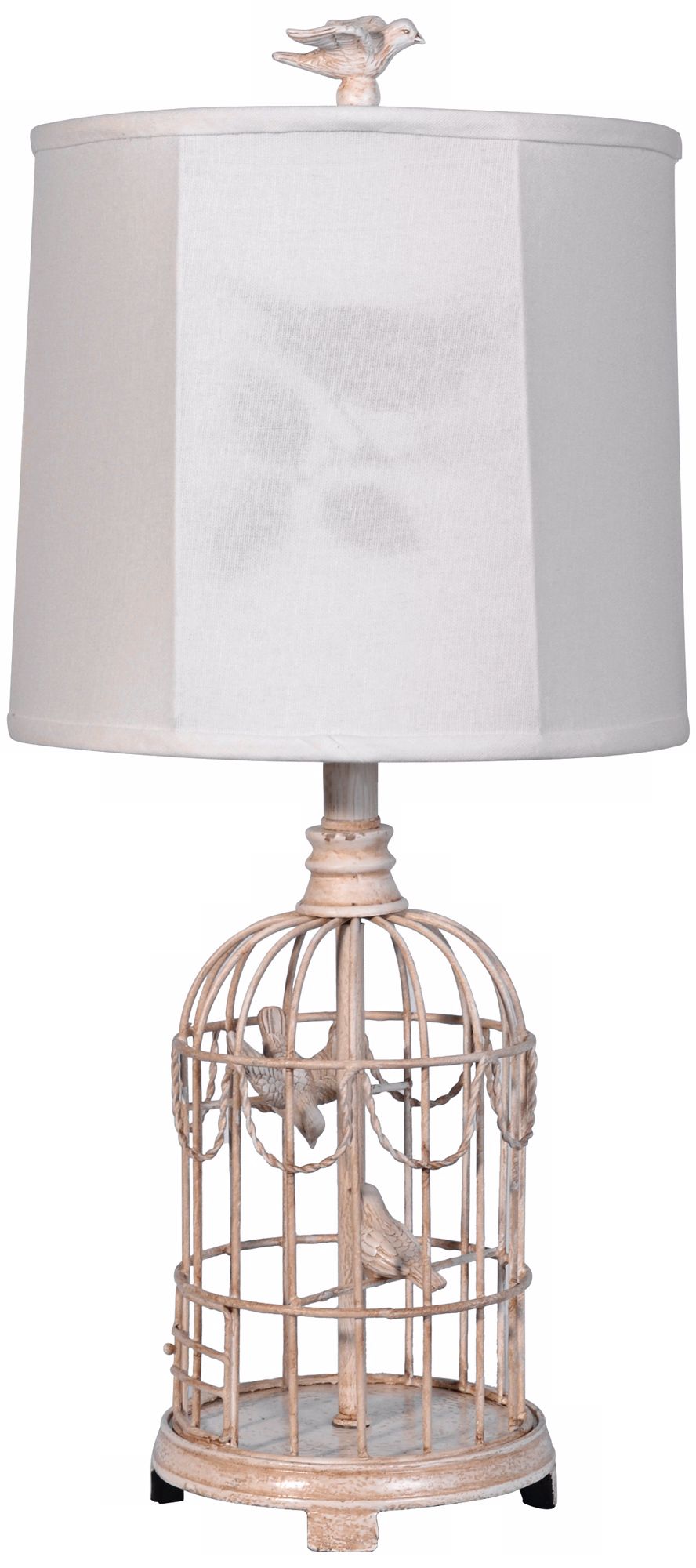 Bird Cage Table Lamp with Linen Shade