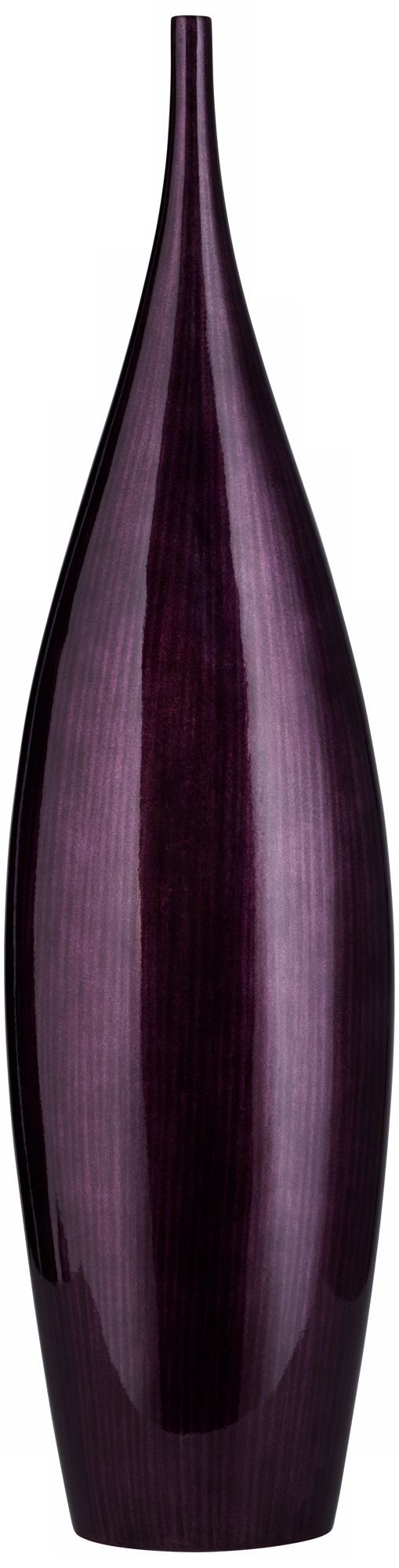 Large Dark Plum Purple Line Bottle Vase