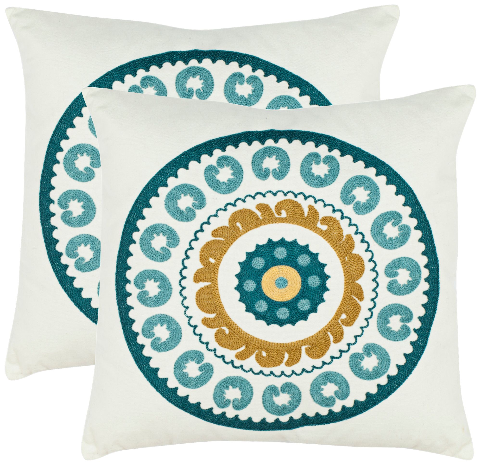 Set of 2 Safavieh Turquoise Sunder Needlework Pillows