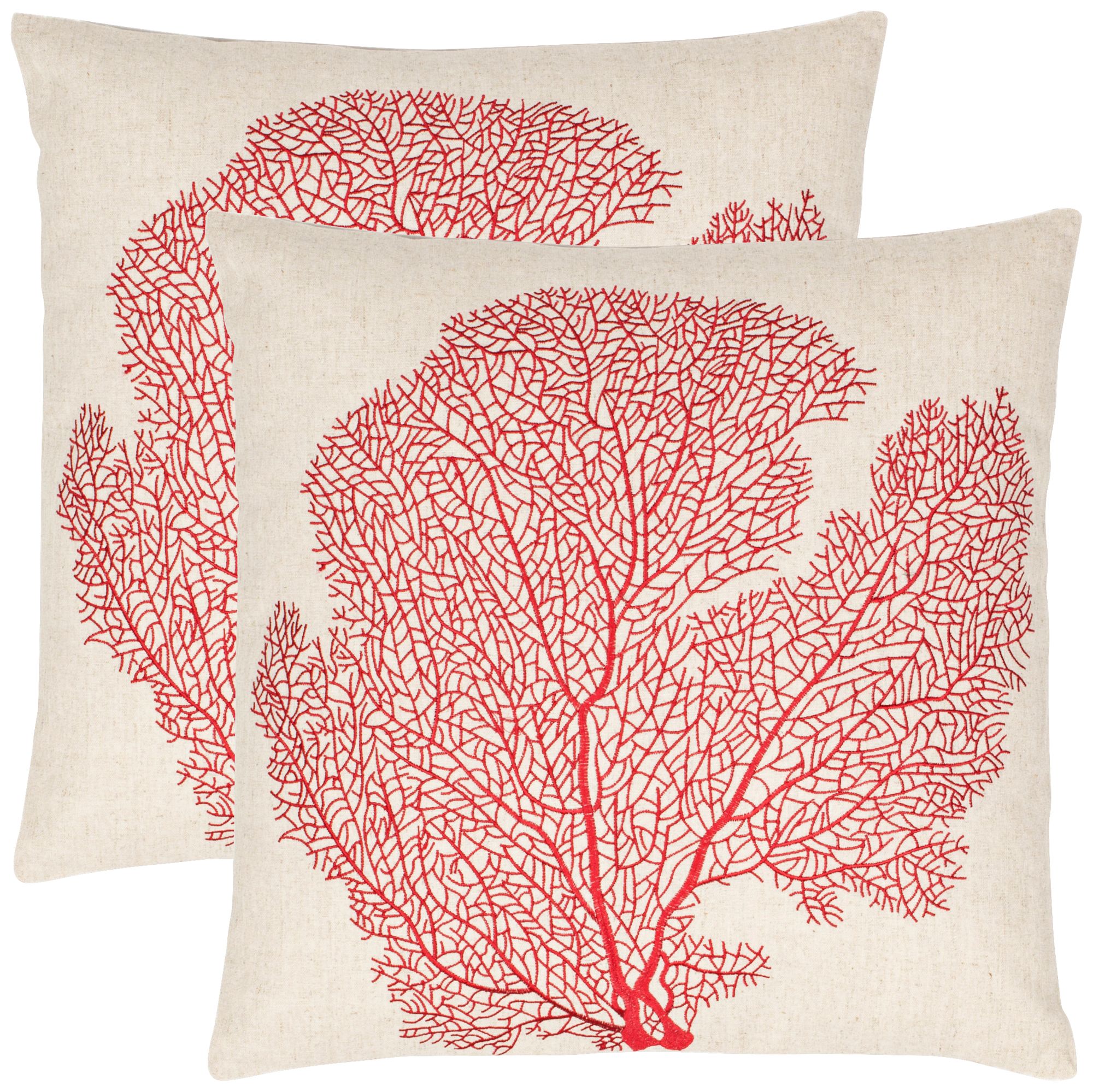 Set of 2 Safavieh Spice Beach Red Coral Fan Pillows