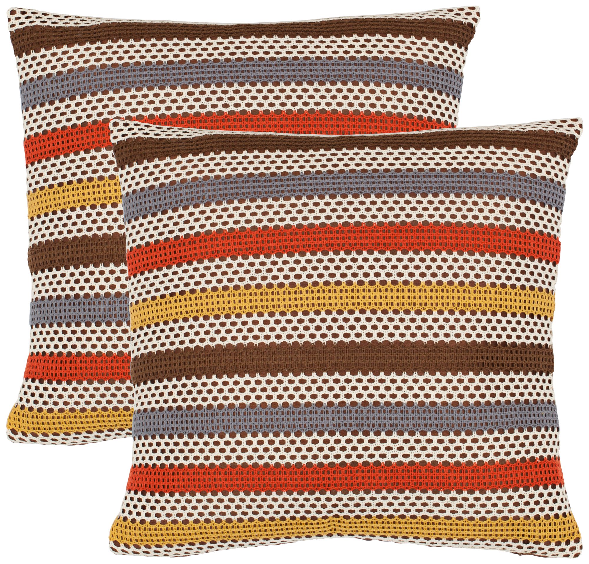 Set of 2 Safavieh Bleeker Brown and Orange Accent Pillows