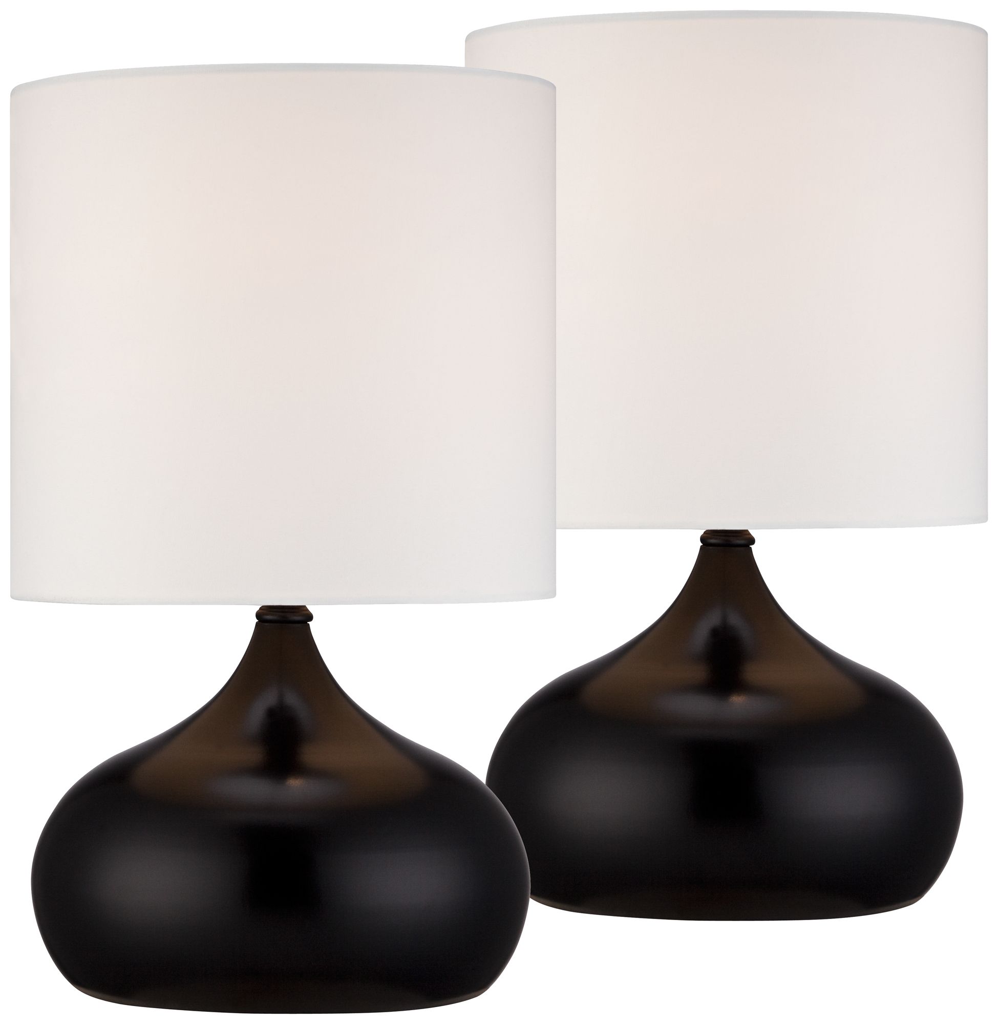 Set of 2 Steel Droplet Black Accent Lamps