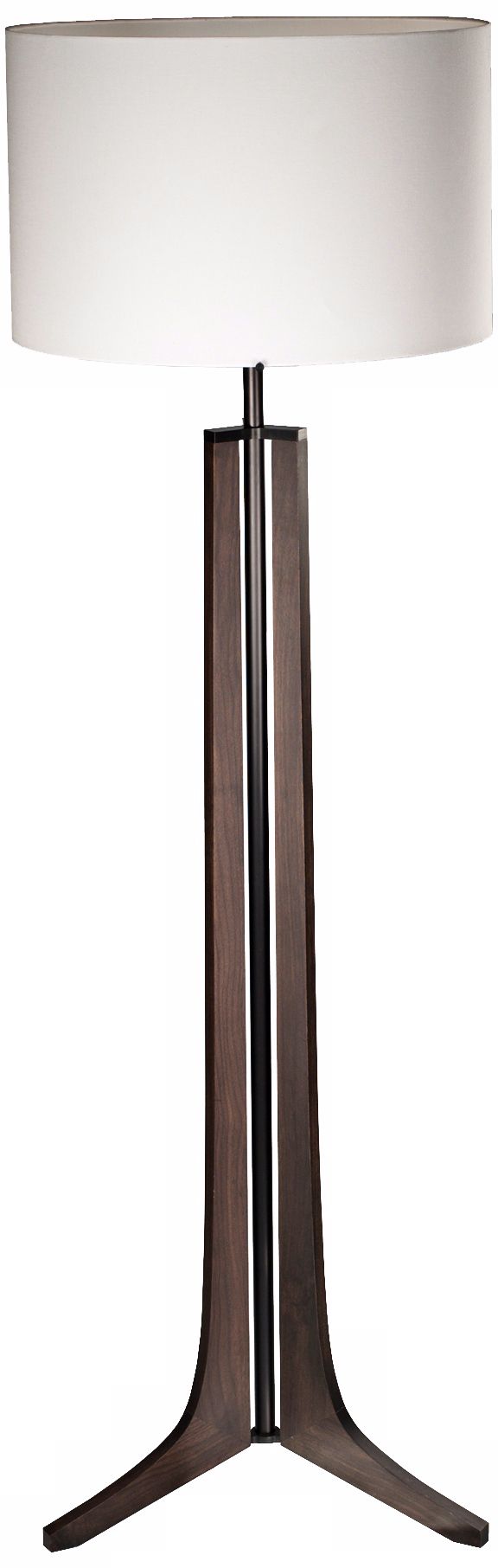 Cerno Forma Black Walnut LED Floor Lamp with Linen Shade