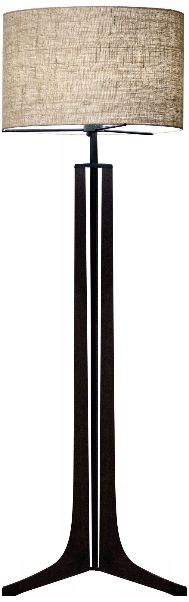 Cerno Forma Black Walnut LED Floor Lamp with Burlap Shade